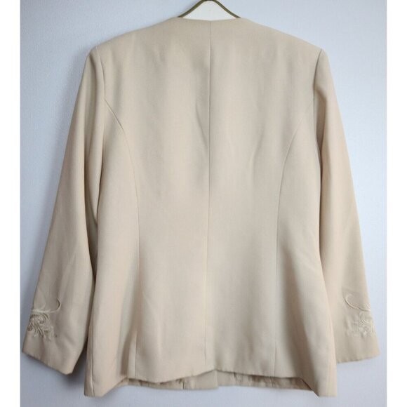 JUSTIN TAYLOR - WOMEN'S BEIGE EMBROIDERED BLAZER JACKET - SIZE 10 - Picture 6 of 6